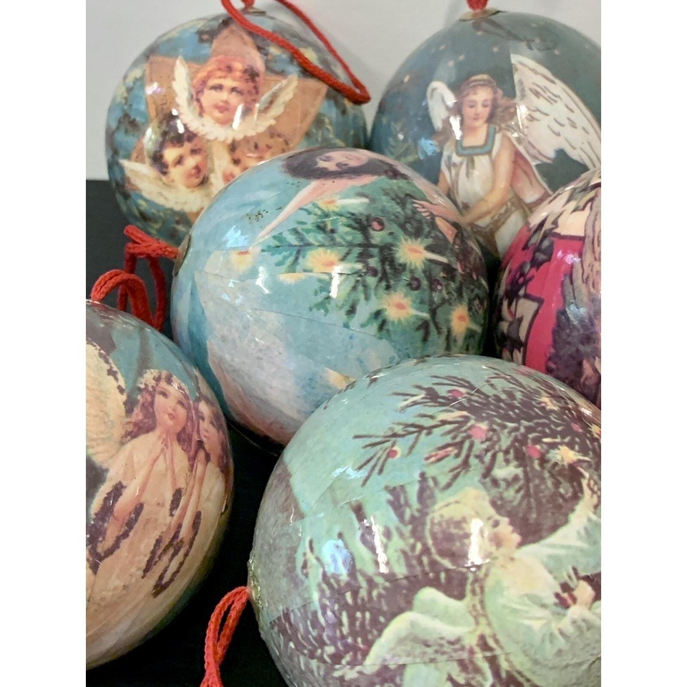 Vintage Paper Mache Germany Tree Victorian Style Christmas Ornaments Lot Of 12 - Picture 4 of 8